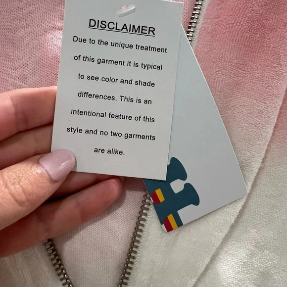 NWT Vintage Havana Terry Cloth Ombré Pink and Orange Zip-up Hoodie - Picture 6 of 8